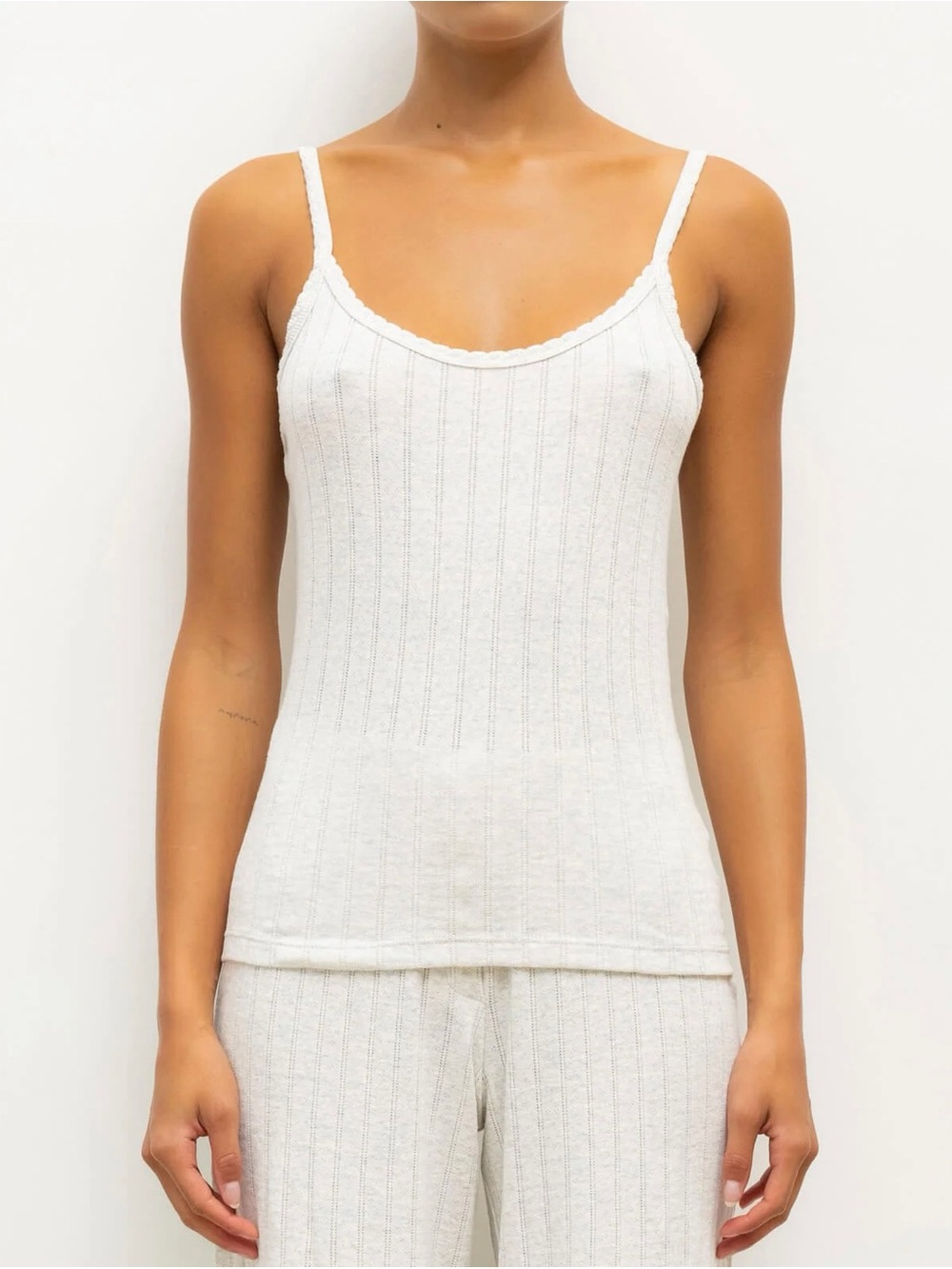LESET Pointelle tank, cloud melange XS